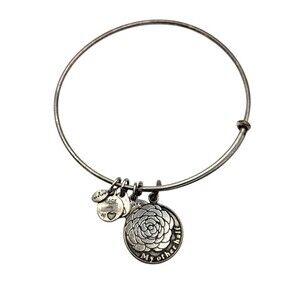 Alex And Ani My Other Half 2012 Silver Rose Bangle Bracelet Expandable